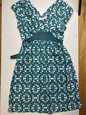 Mata Traders belted Geometric cotton Dress sz M